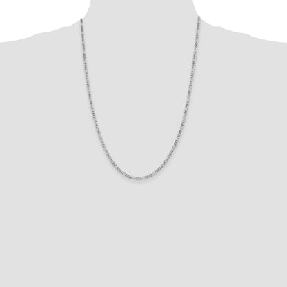 Sterling Silver Rhodium-plated 2.85mm Figaro Chain