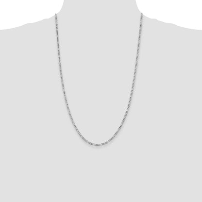 Sterling Silver Rhodium-plated 2.85mm Figaro Chain