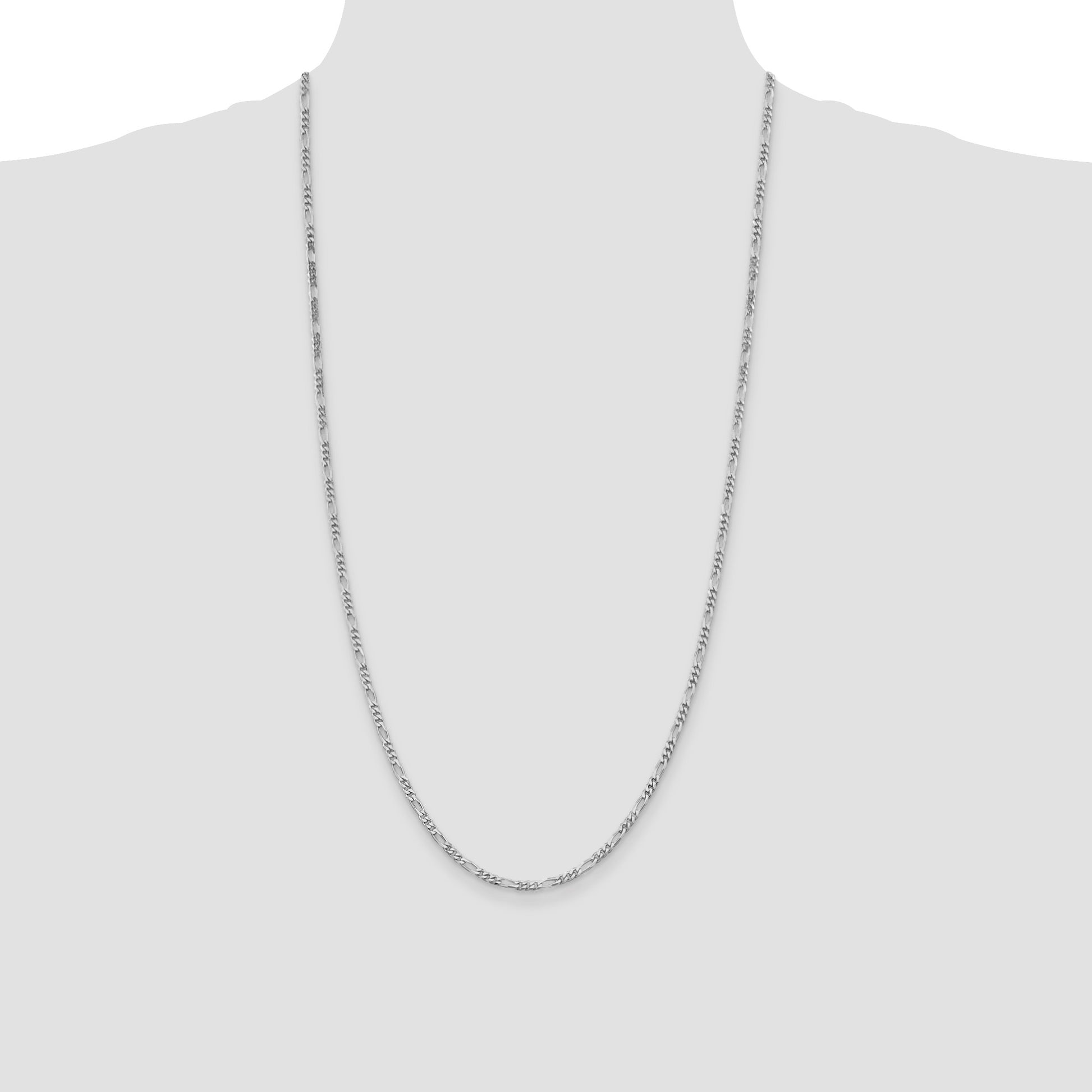 Sterling Silver Rhodium-plated 2.85mm Figaro Chain