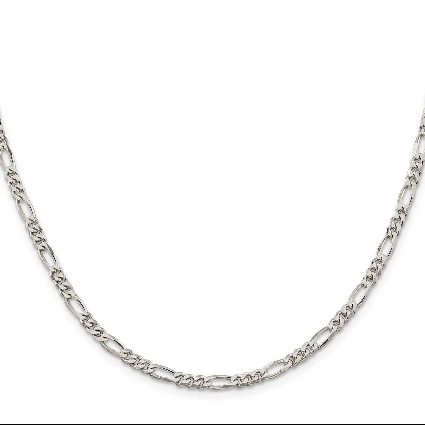 Sterling Silver Rhodium-plated 3.5mm Figaro Chain