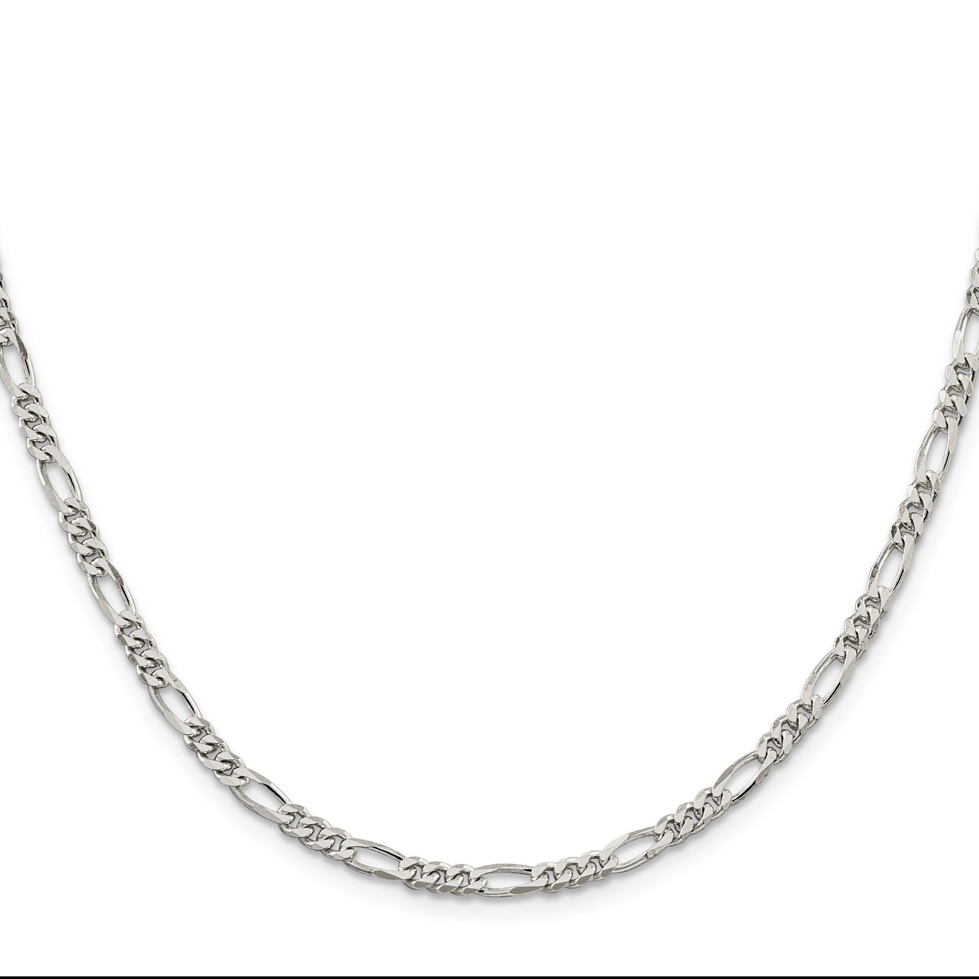 Sterling Silver Rhodium-plated 3.5mm Figaro Chain