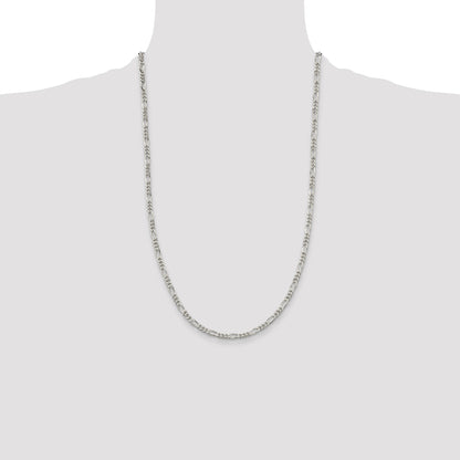 Sterling Silver Rhodium-plated 3.5mm Figaro Chain