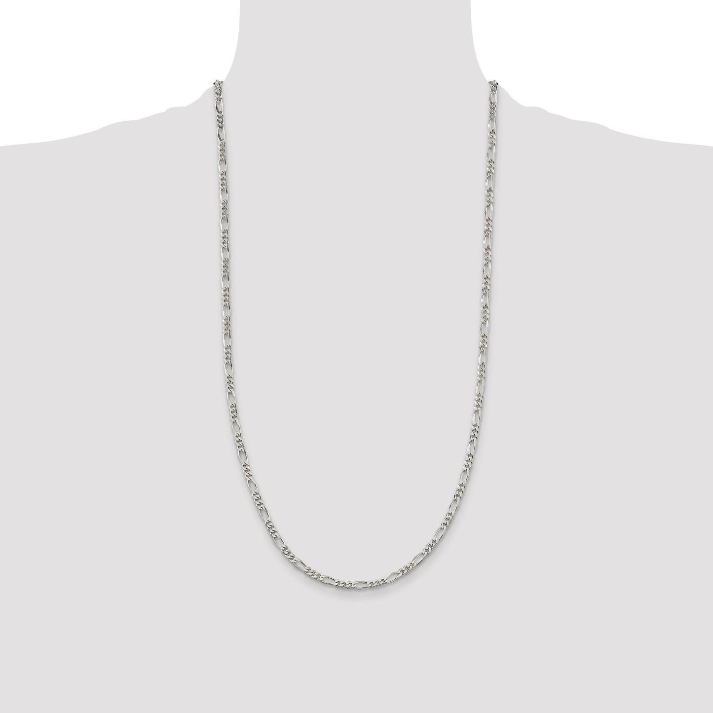 Sterling Silver Rhodium-plated 3.5mm Figaro Chain