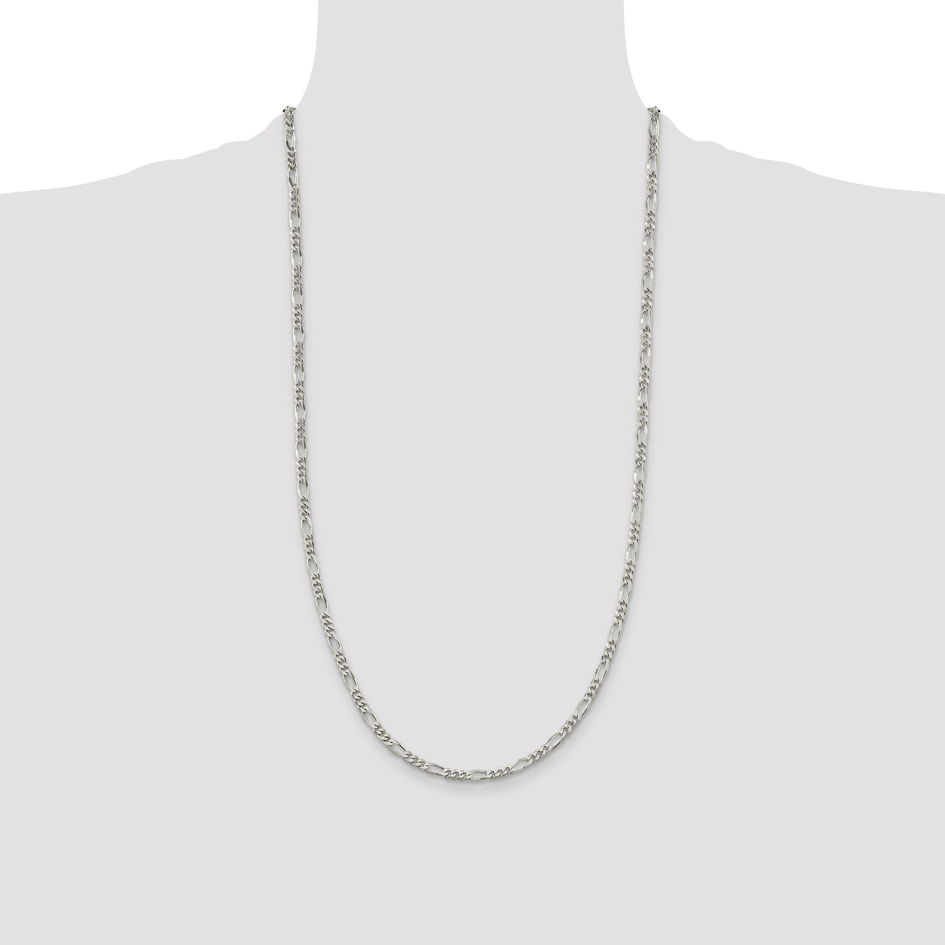 Sterling Silver Rhodium-plated 3.5mm Figaro Chain
