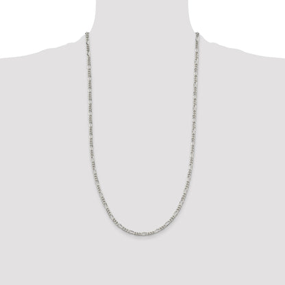 Sterling Silver Rhodium-plated 3.5mm Figaro Chain