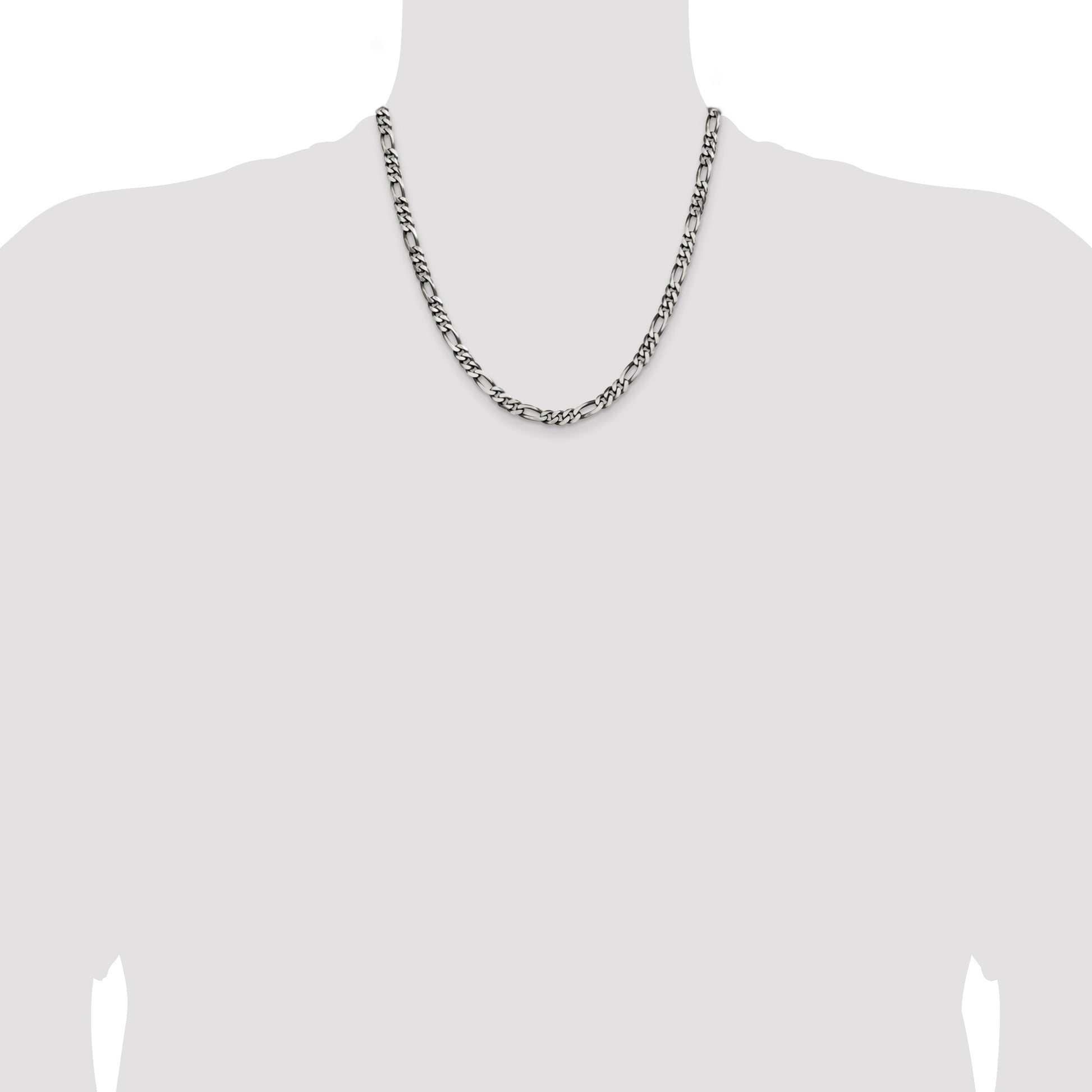 Sterling Silver Antiqued 5.5mm Figaro Chain