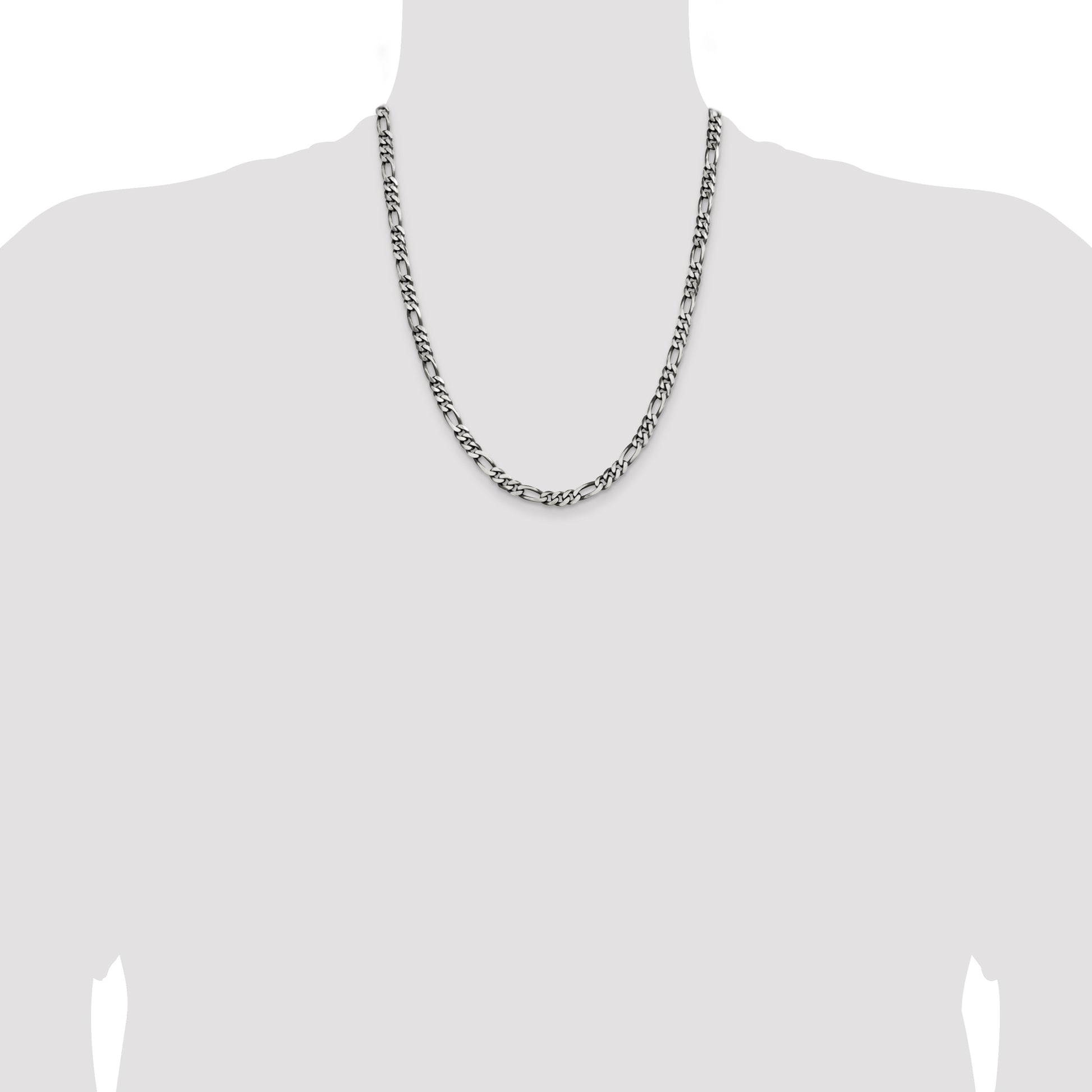 Sterling Silver Antiqued 5.5mm Figaro Chain