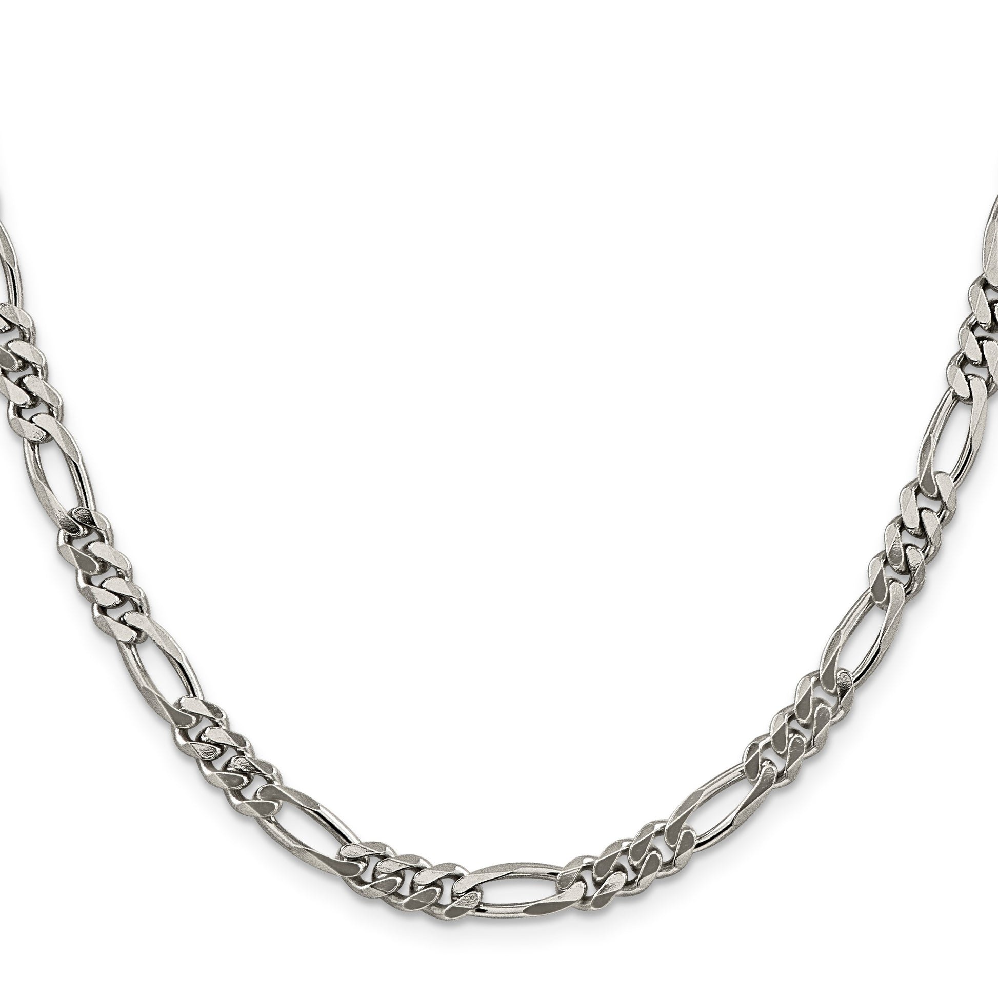 Sterling Silver Rhodium-plated 5.25mm Figaro Chain