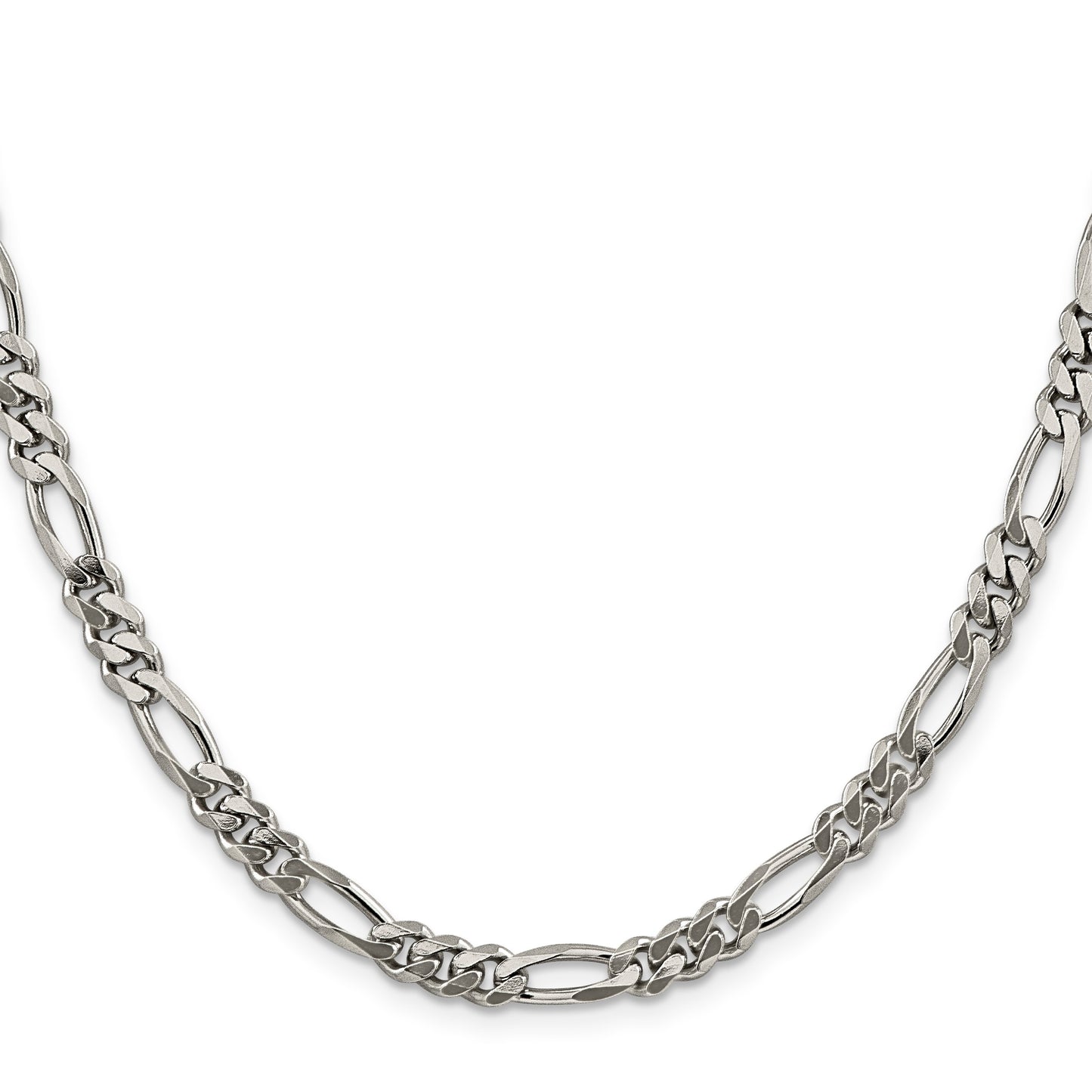 Sterling Silver Rhodium-plated 5.25mm Figaro Chain