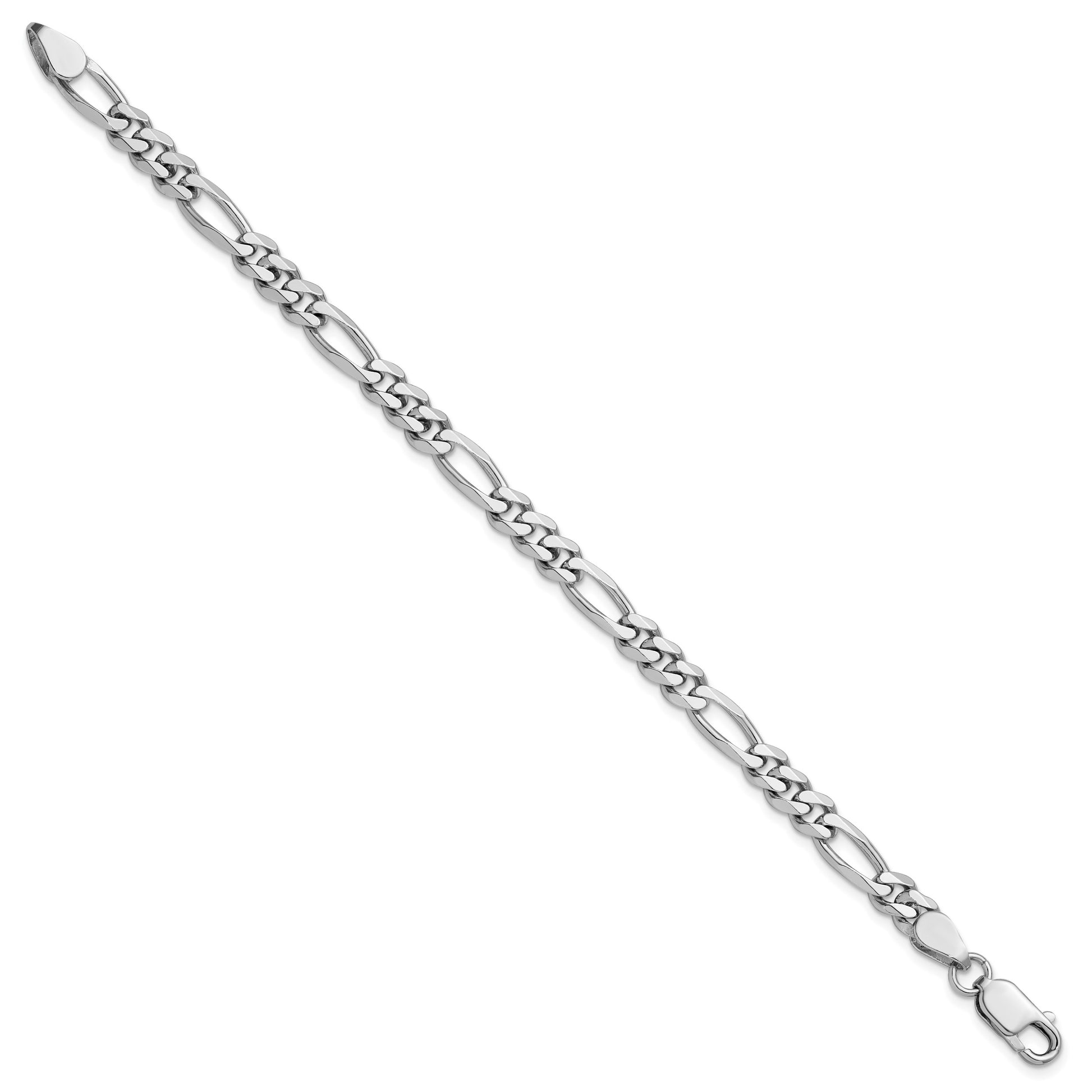 Sterling Silver Rhodium-plated 5.25mm Figaro Chain