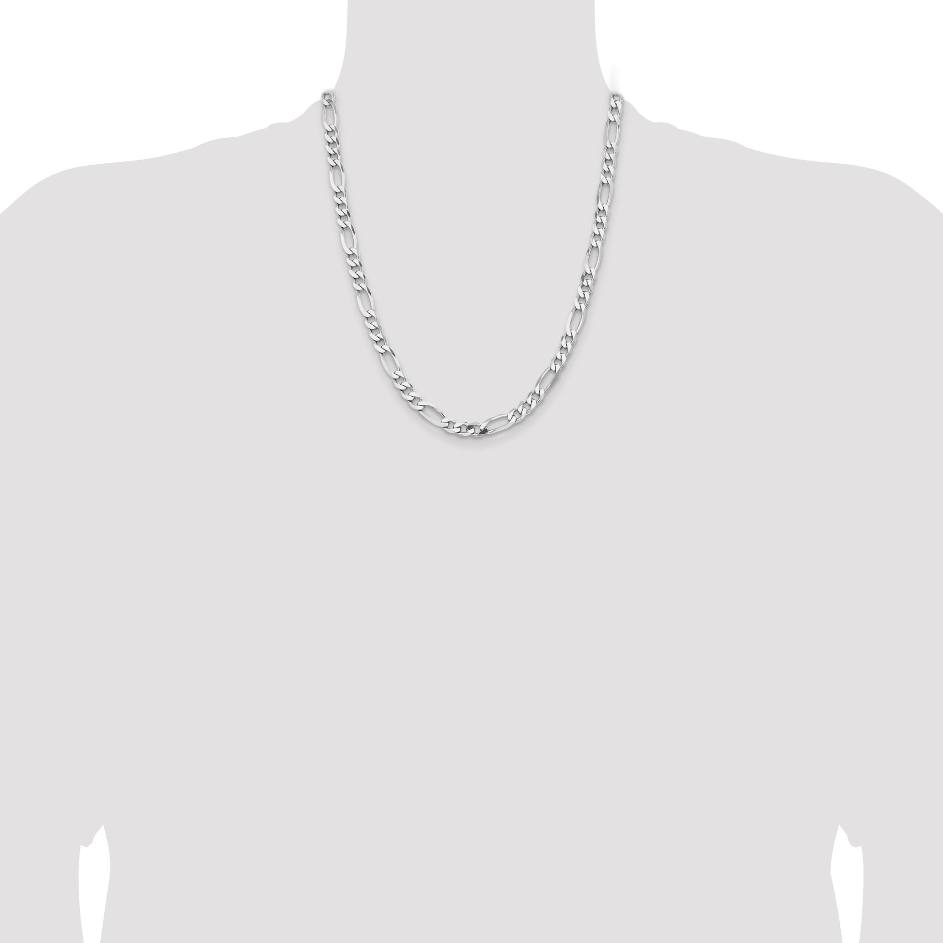 Sterling Silver Rhodium-plated 6.5mm Figaro Chain
