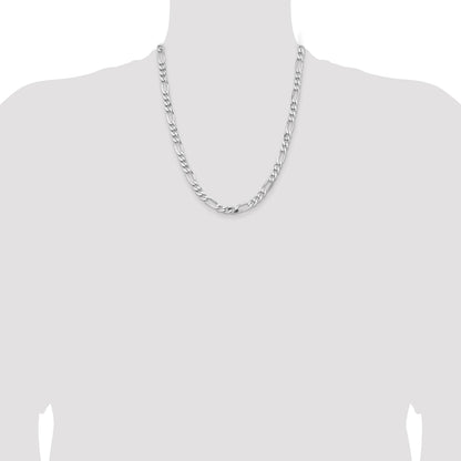Sterling Silver Rhodium-plated 6.5mm Figaro Chain