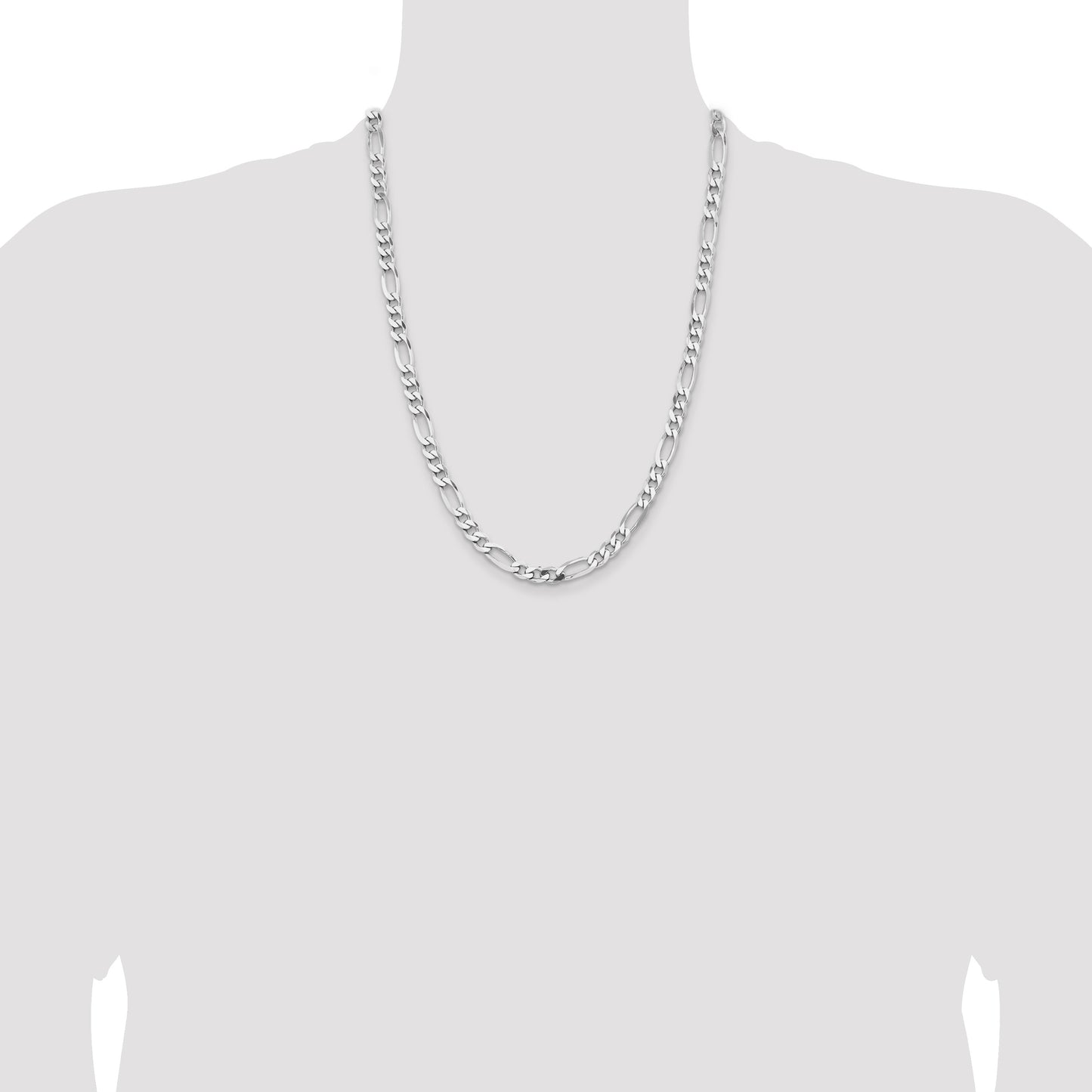 Sterling Silver Rhodium-plated 6.5mm Figaro Chain