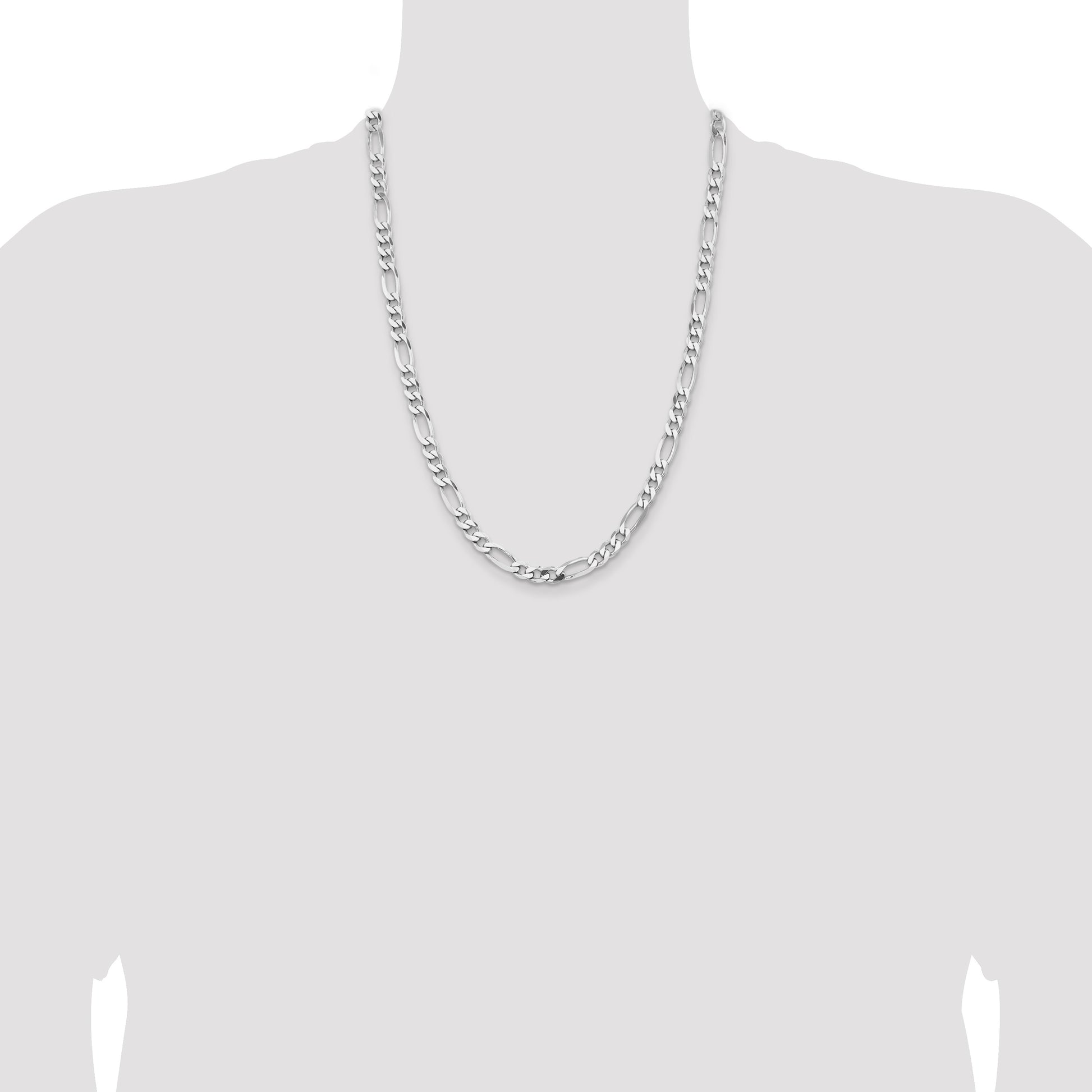 Sterling Silver Rhodium-plated 6.5mm Figaro Chain