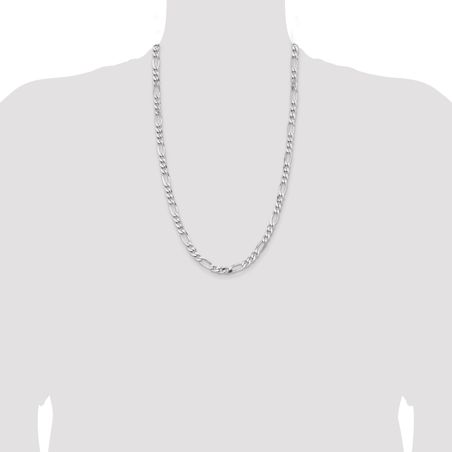 Sterling Silver Rhodium-plated 6.5mm Figaro Chain