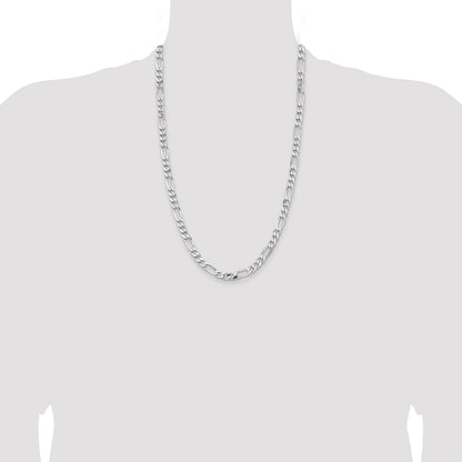 Sterling Silver Rhodium-plated 6.5mm Figaro Chain