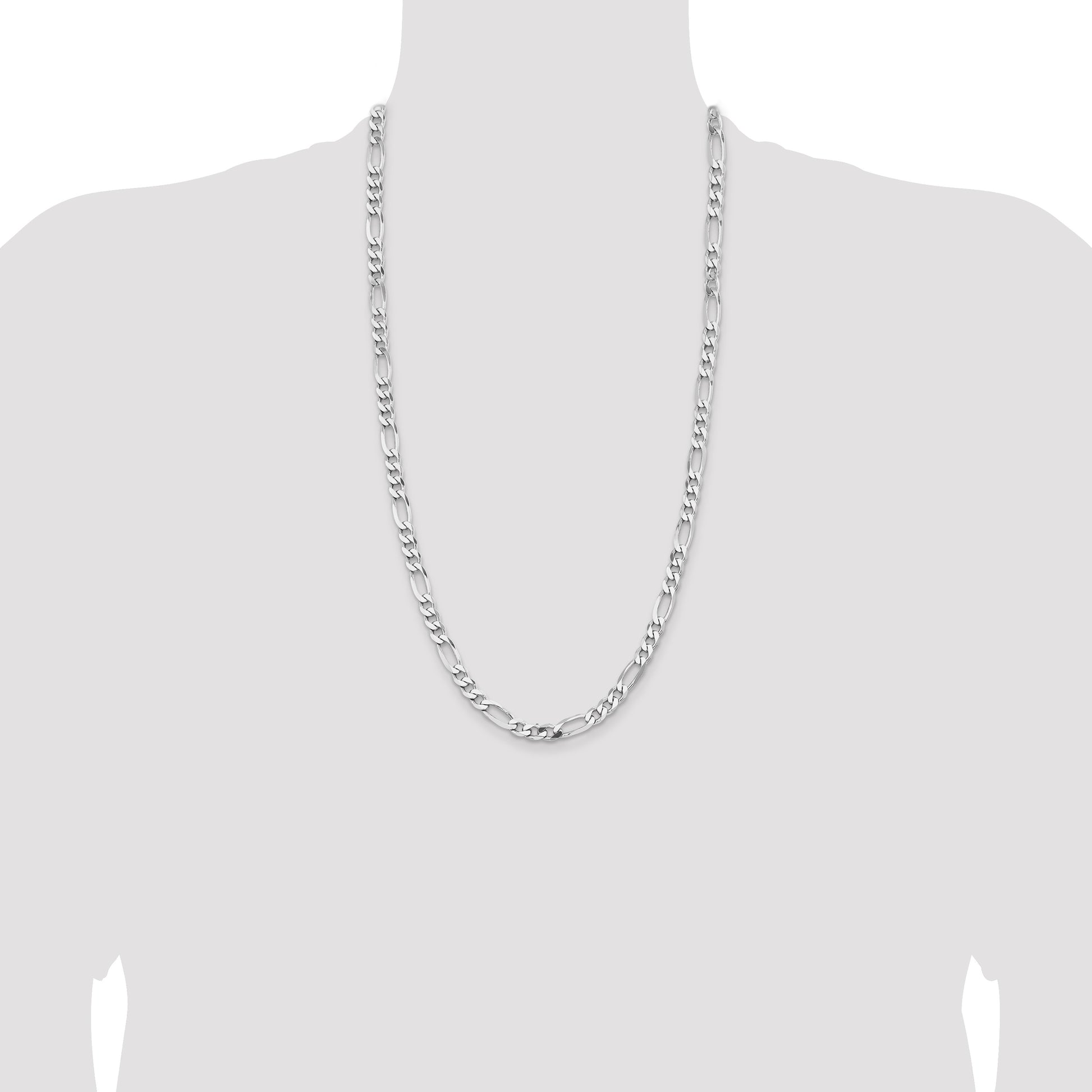 Sterling Silver Rhodium-plated 6.5mm Figaro Chain