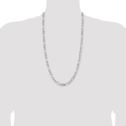 Sterling Silver Rhodium-plated 6.5mm Figaro Chain