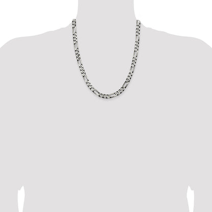 Sterling Silver Antiqued 7.5mm Figaro Chain