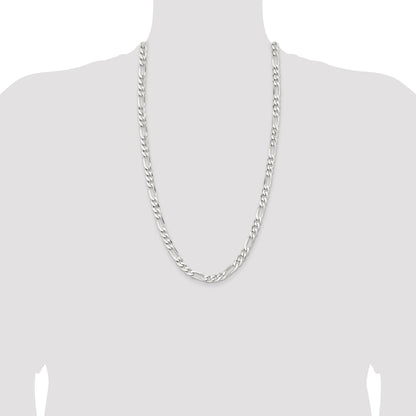 Sterling Silver Rhodium-plated 7.5mm Figaro Chain