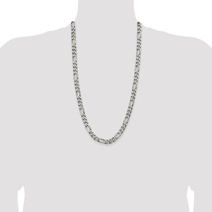 Sterling Silver Antiqued 7.75mm Figaro Chain