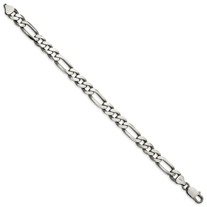 Sterling Silver Antiqued 7.75mm Figaro Chain