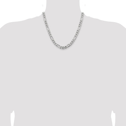 Sterling Silver Rhodium-plated 7.75mm Figaro Chain