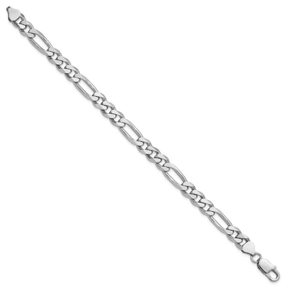 Sterling Silver Rhodium-plated 7.75mm Figaro Chain