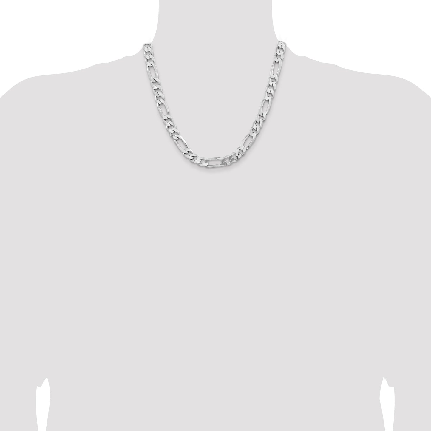 Sterling Silver Rhodium-plated 9mm Figaro Chain