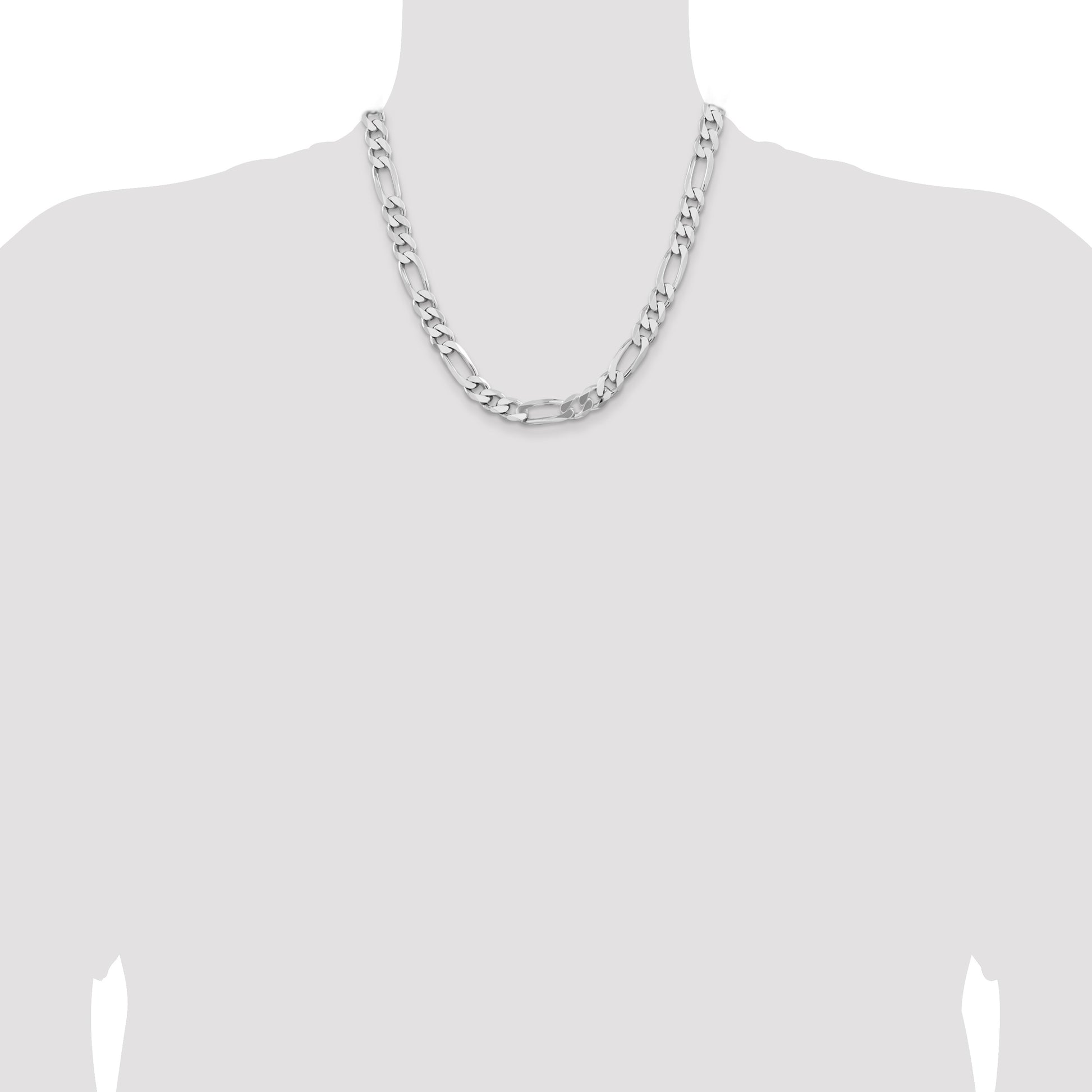 Sterling Silver Rhodium-plated 9mm Figaro Chain