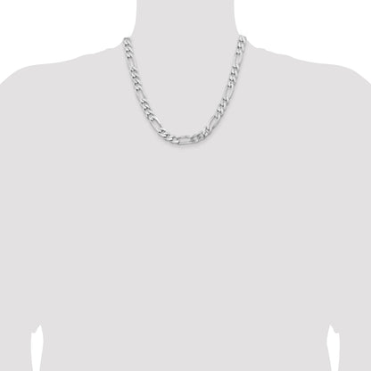 Sterling Silver Rhodium-plated 9mm Figaro Chain