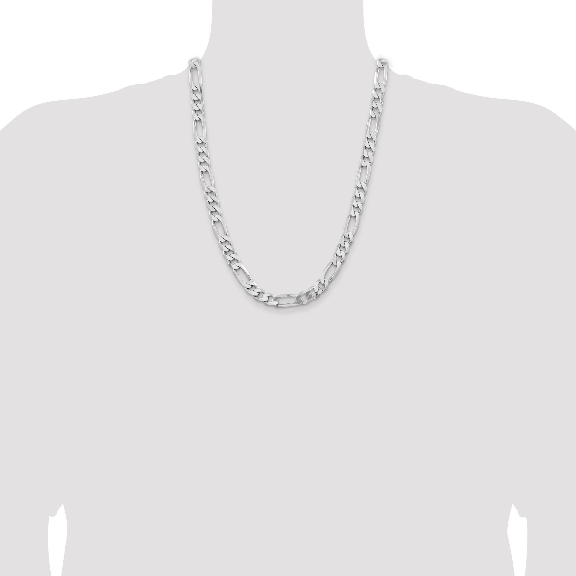 Sterling Silver Rhodium-plated 9mm Figaro Chain