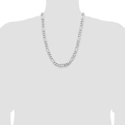 Sterling Silver Rhodium-plated 9mm Figaro Chain