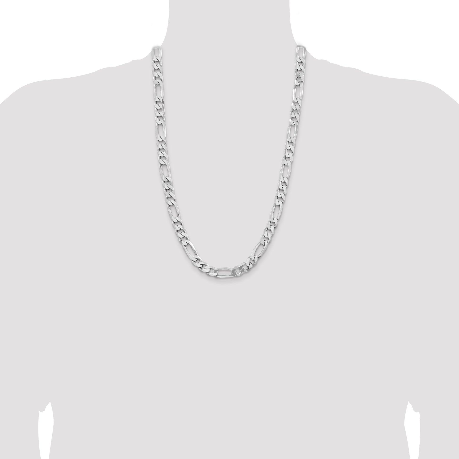 Sterling Silver Rhodium-plated 9mm Figaro Chain