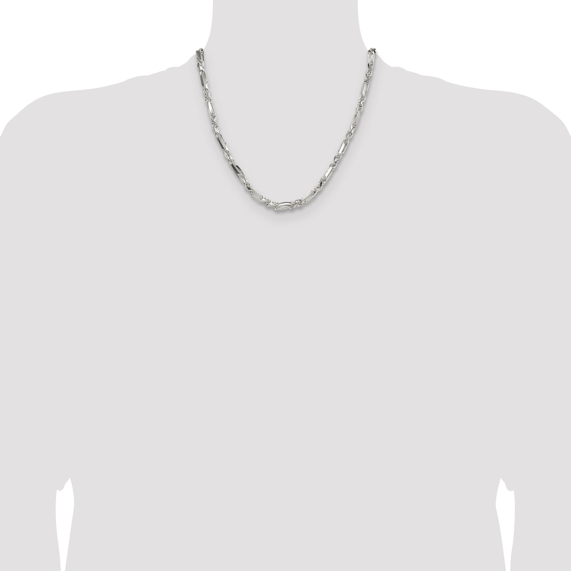 Sterling Silver 4.75mm D/C Figarope Chain