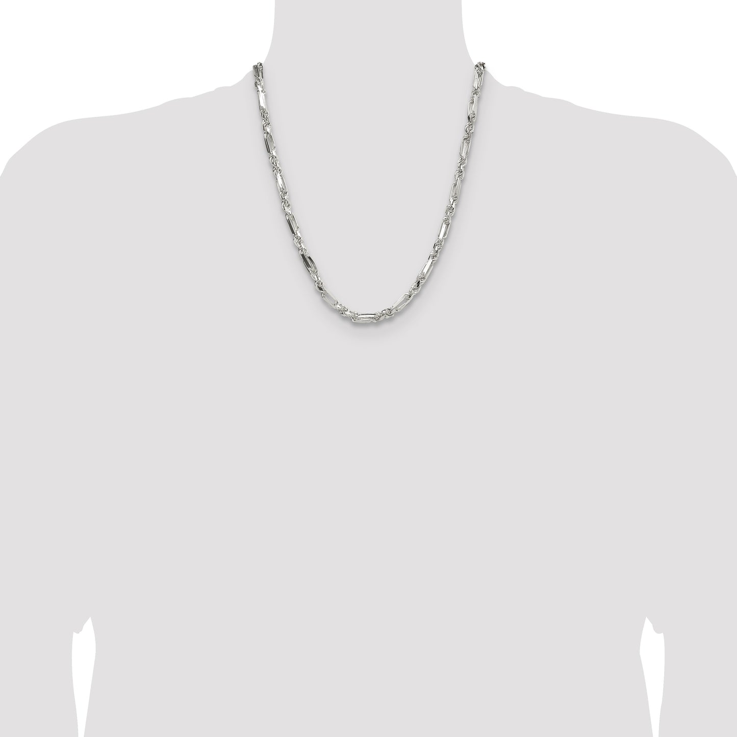 Sterling Silver 4.75mm D/C Figarope Chain
