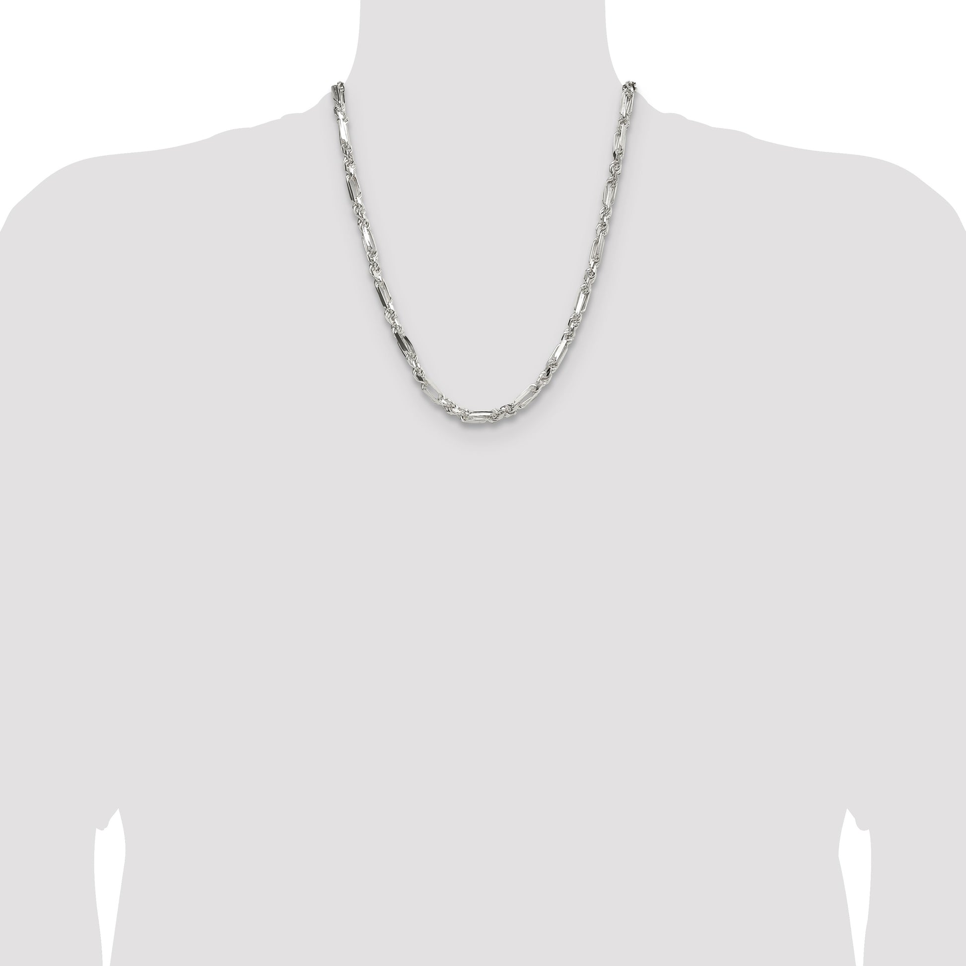 Sterling Silver 4.75mm D/C Figarope Chain