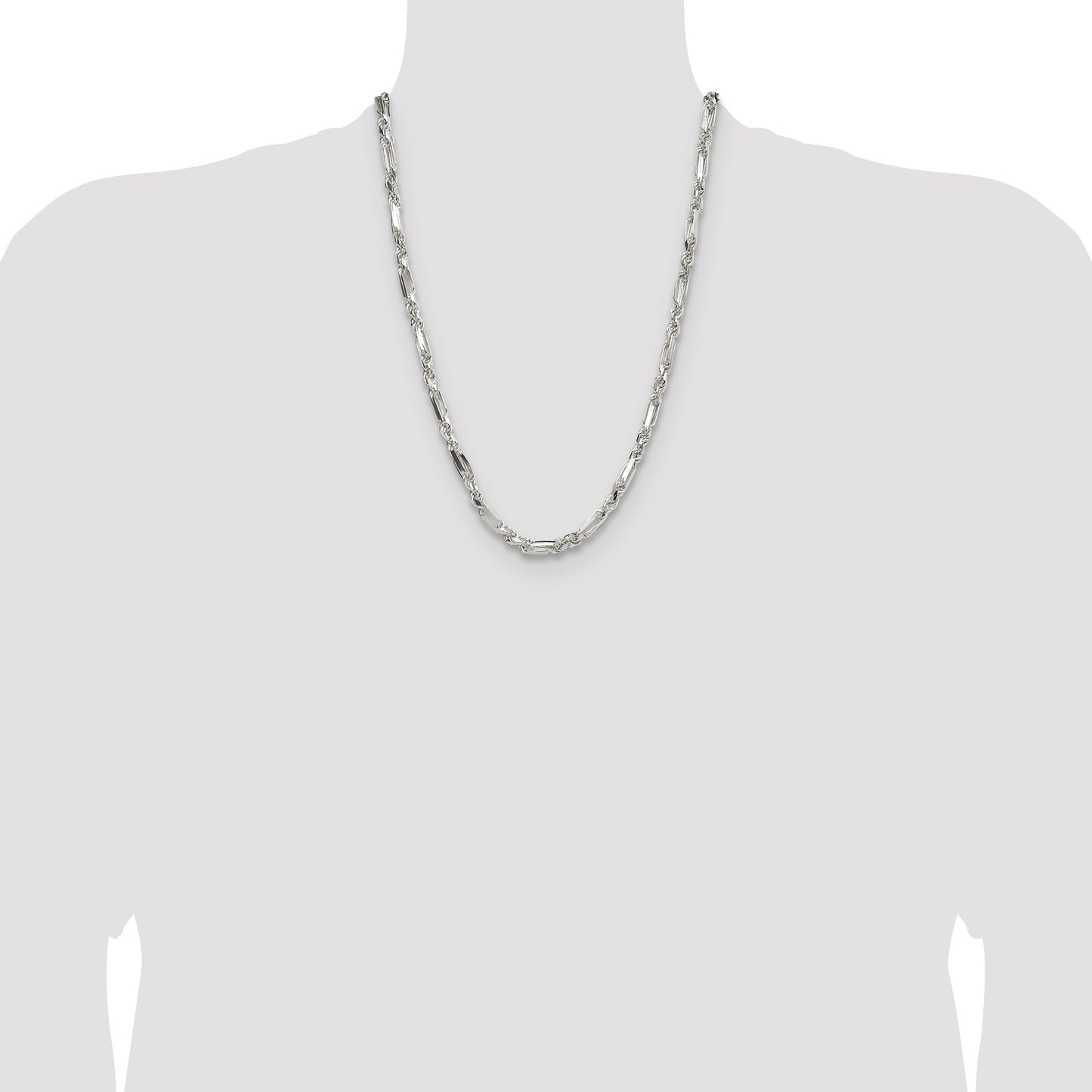 Sterling Silver 4.75mm D/C Figarope Chain