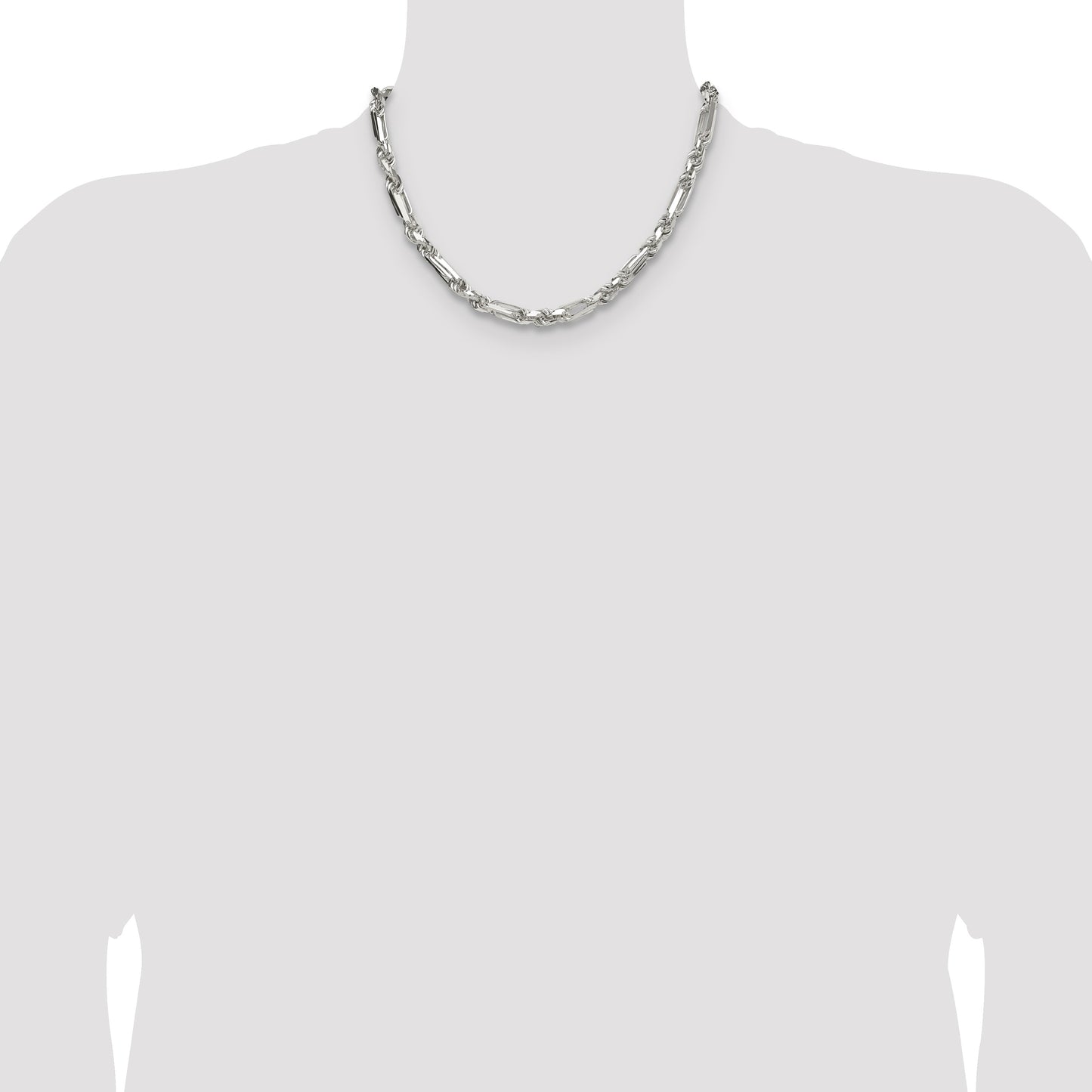 Sterling Silver 6mm D/C Figarope Chain