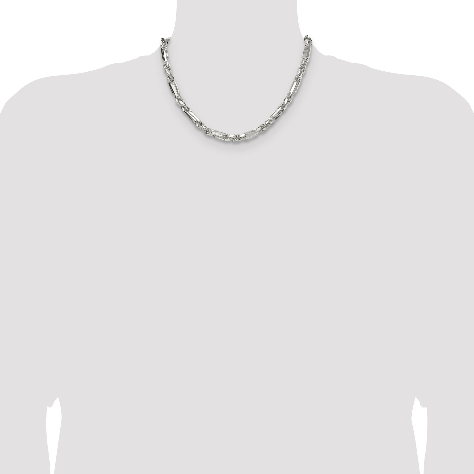Sterling Silver 6mm D/C Figarope Chain