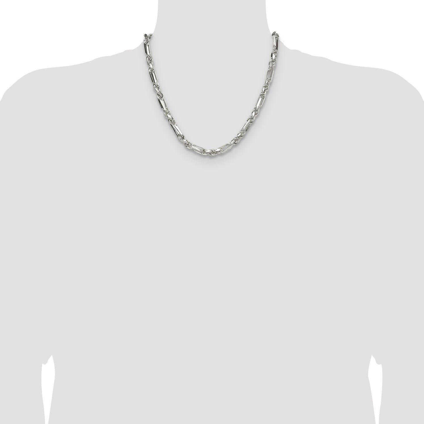 Sterling Silver 6mm D/C Figarope Chain