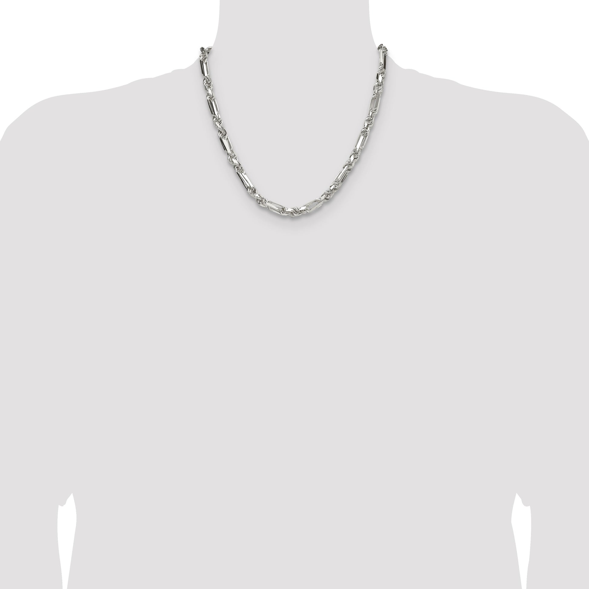 Sterling Silver 6mm D/C Figarope Chain