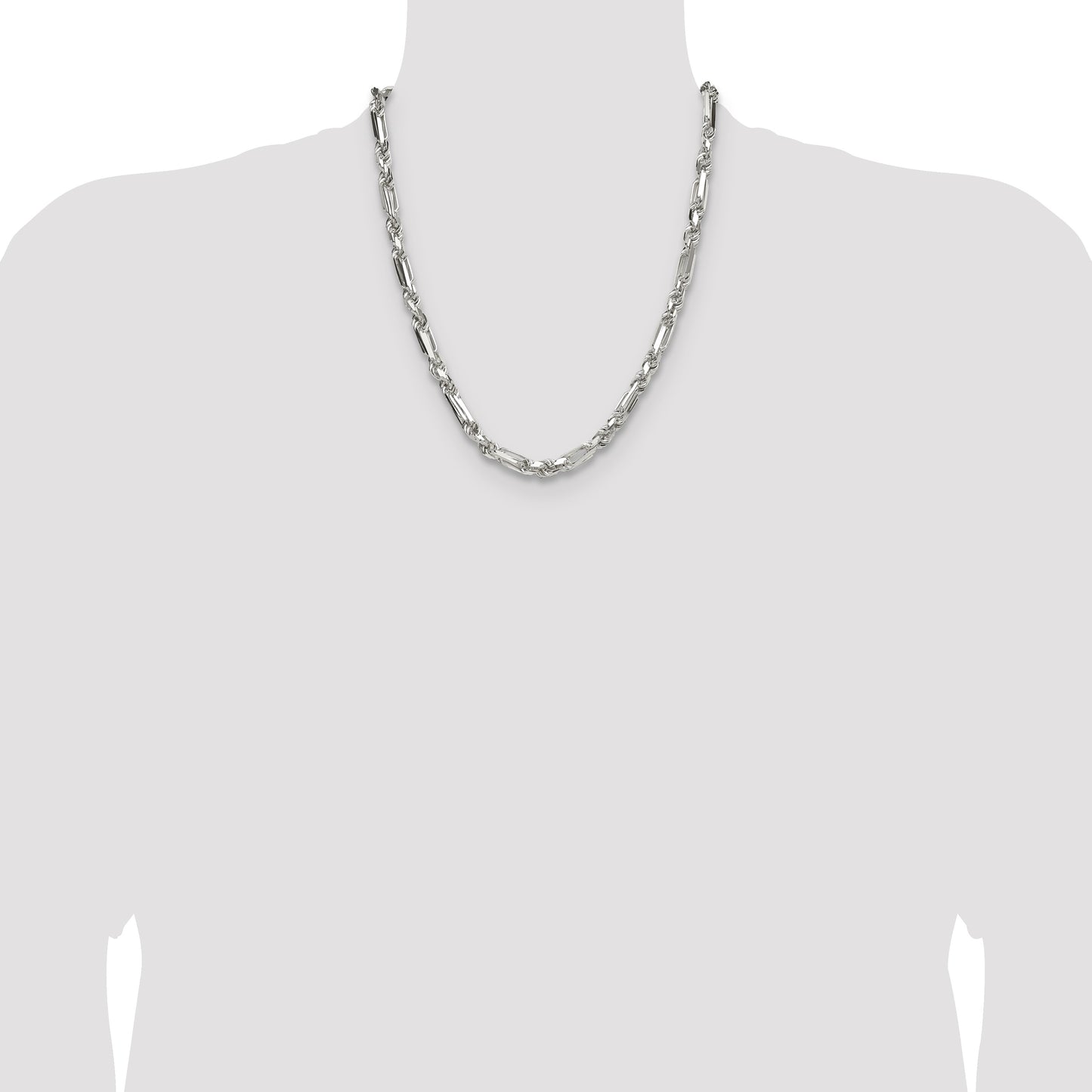 Sterling Silver 6mm D/C Figarope Chain