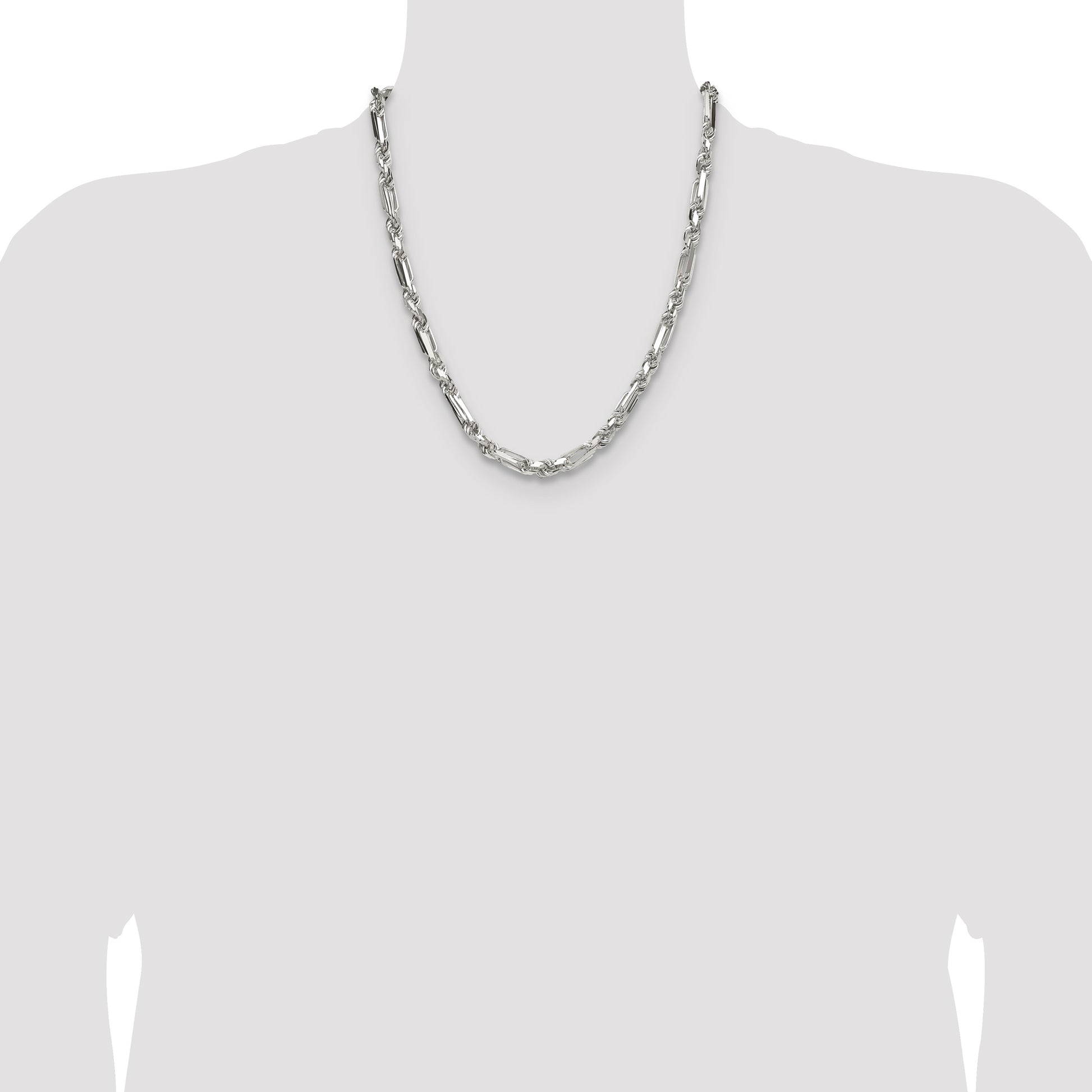 Sterling Silver 6mm D/C Figarope Chain