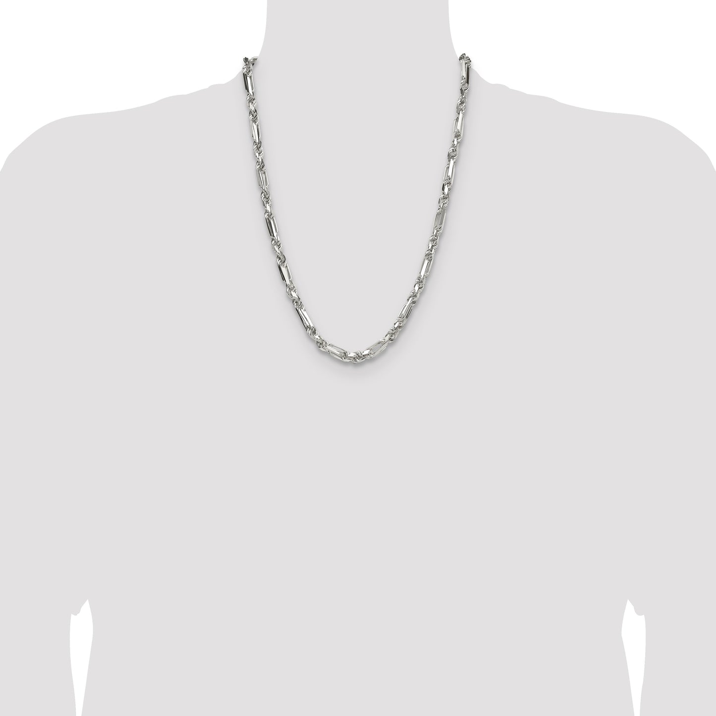 Sterling Silver 6mm D/C Figarope Chain