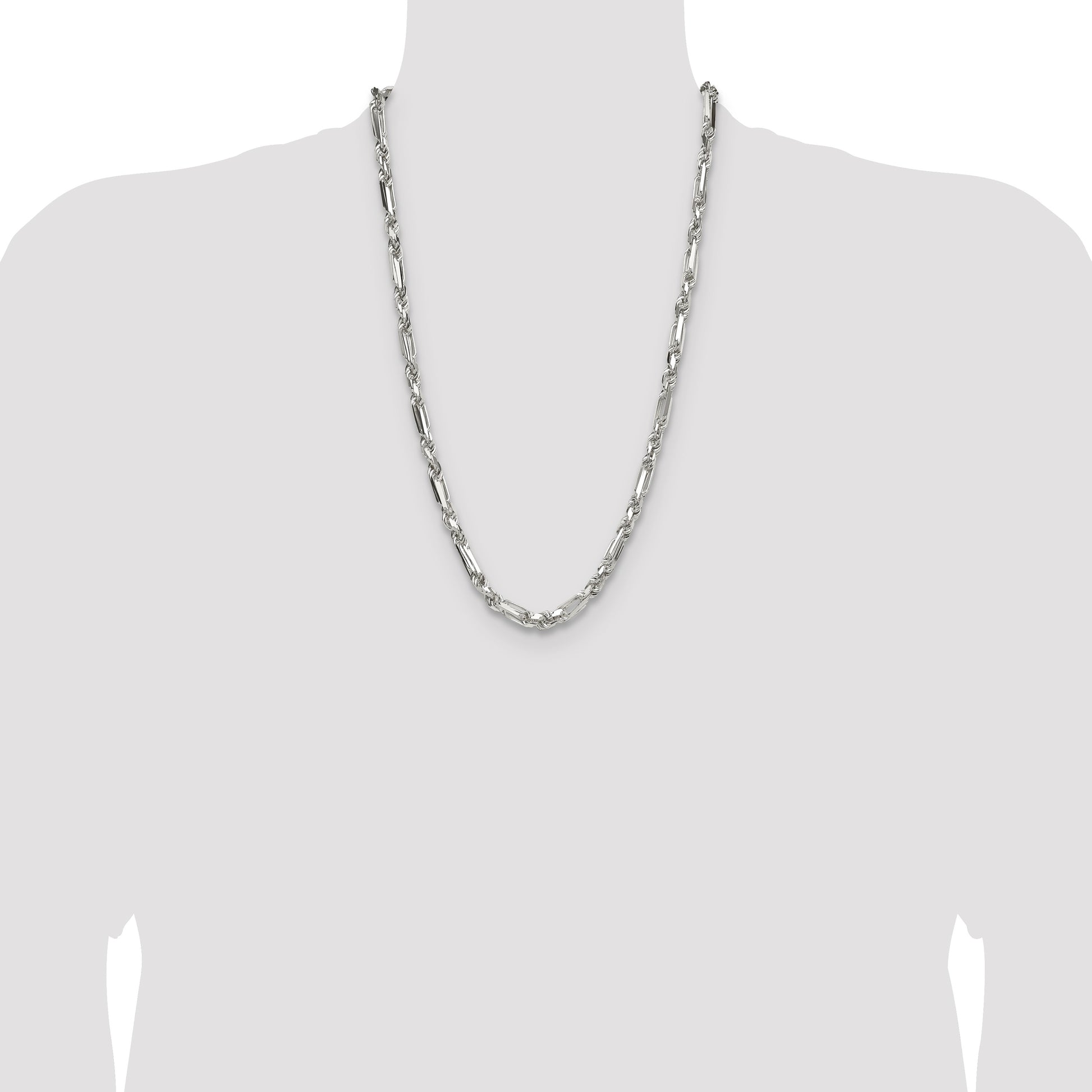 Sterling Silver 6mm D/C Figarope Chain