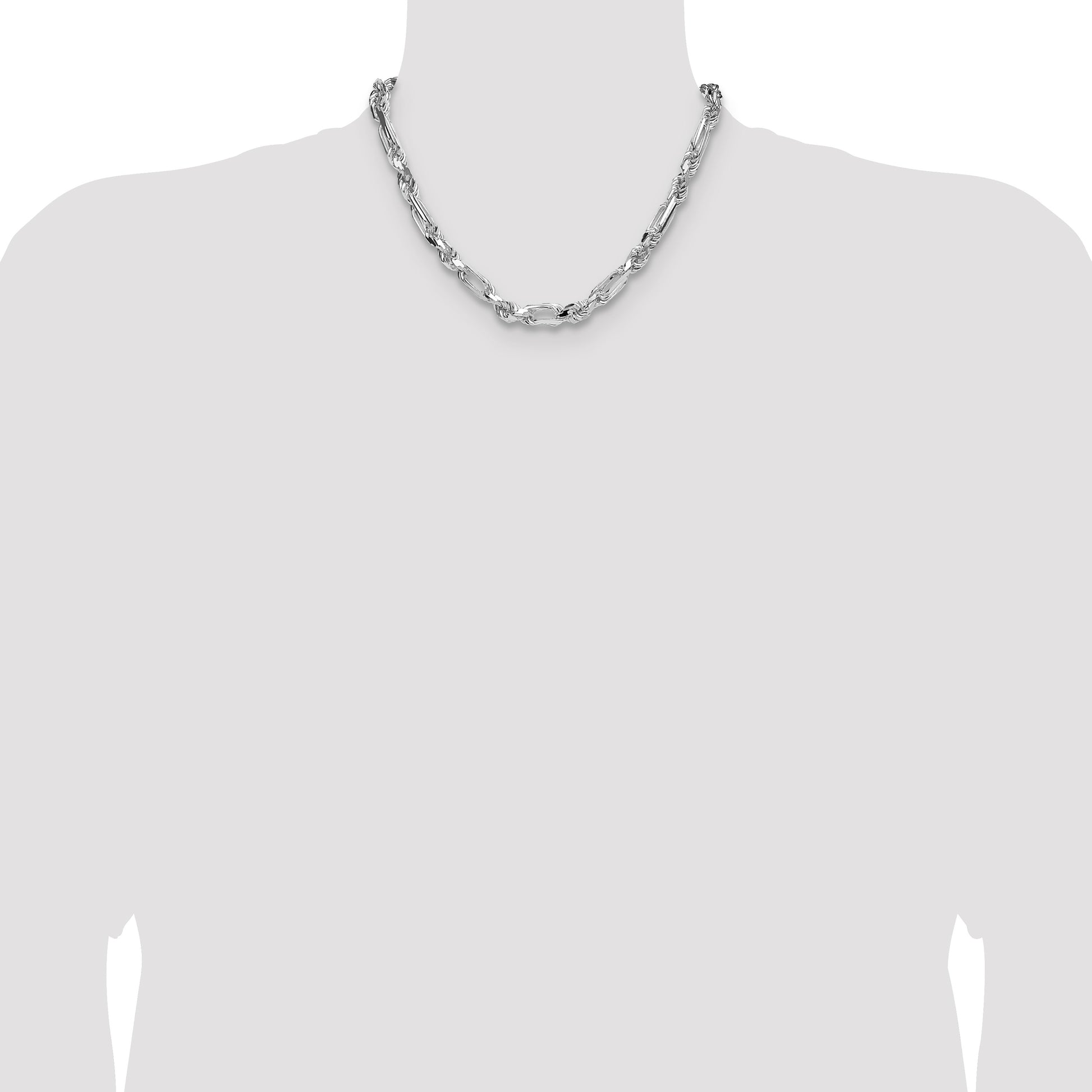 Sterling Silver 7mm D/C Figarope Chain