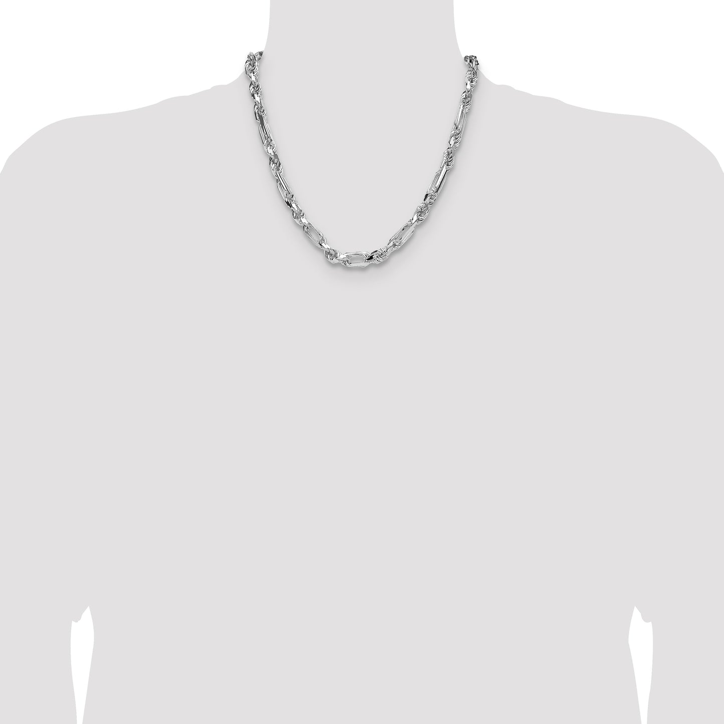 Sterling Silver 7mm D/C Figarope Chain