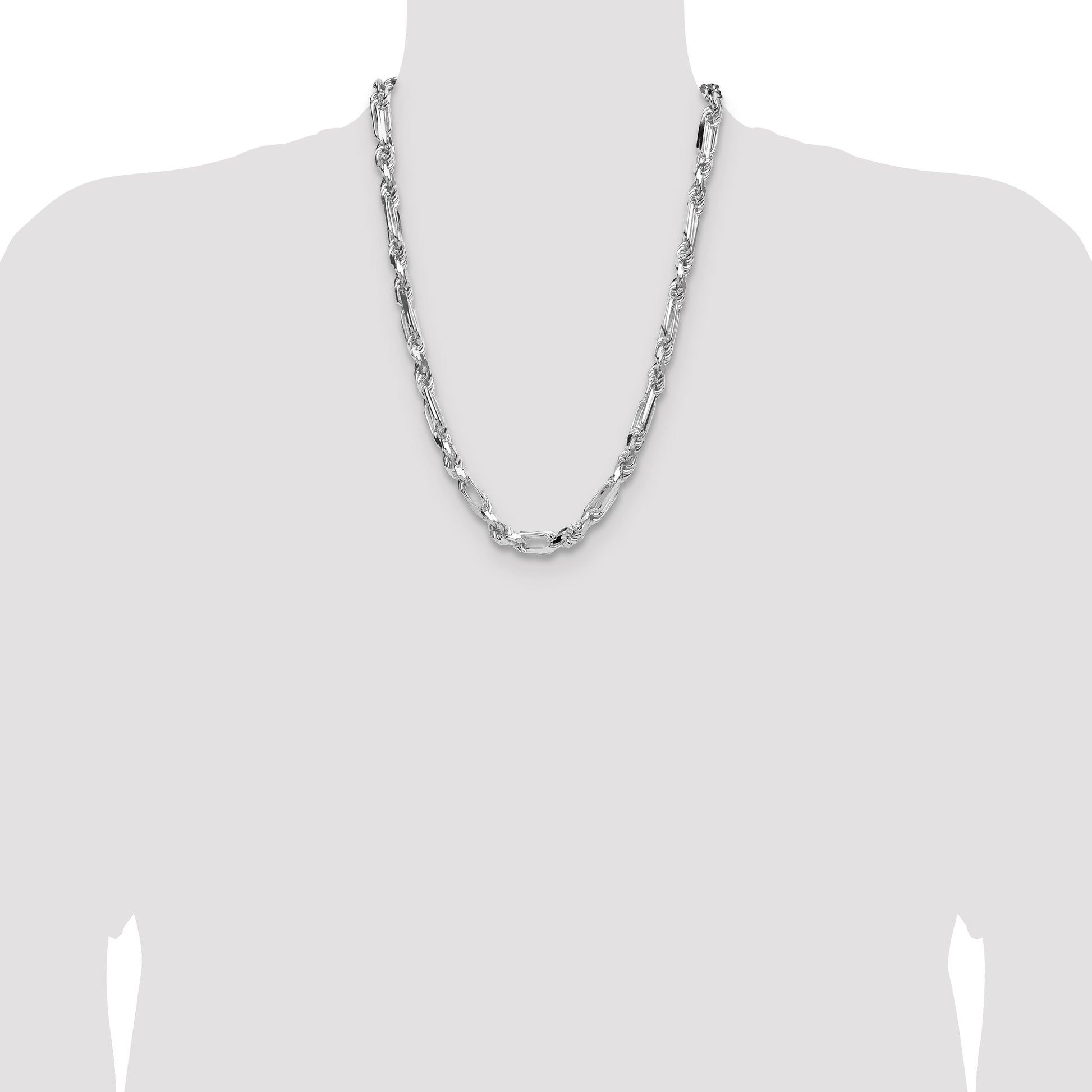 Sterling Silver 7mm D/C Figarope Chain