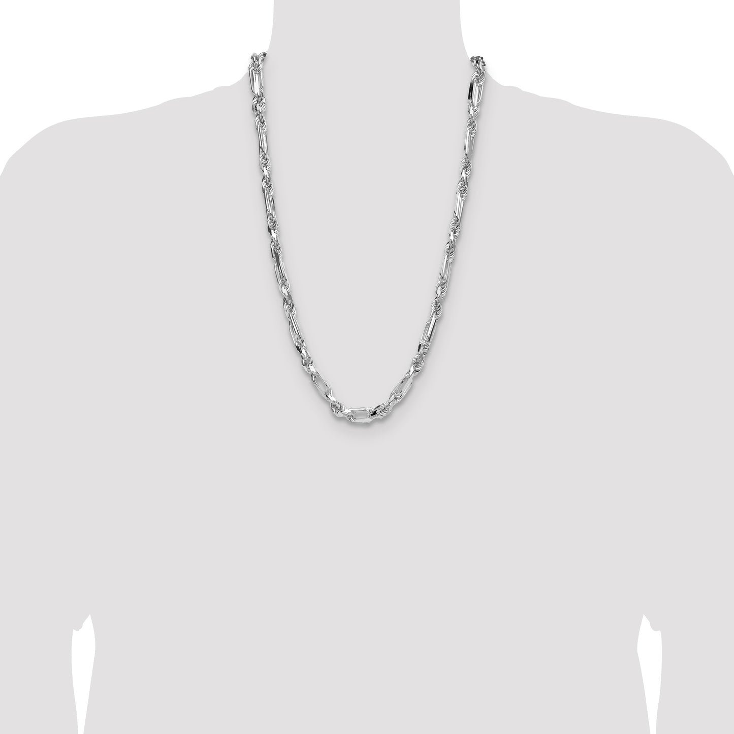 Sterling Silver 7mm D/C Figarope Chain